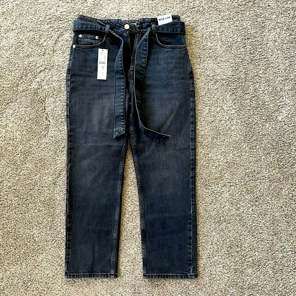 Topshop Tie Jeans Dark Gray size 6 NWT
